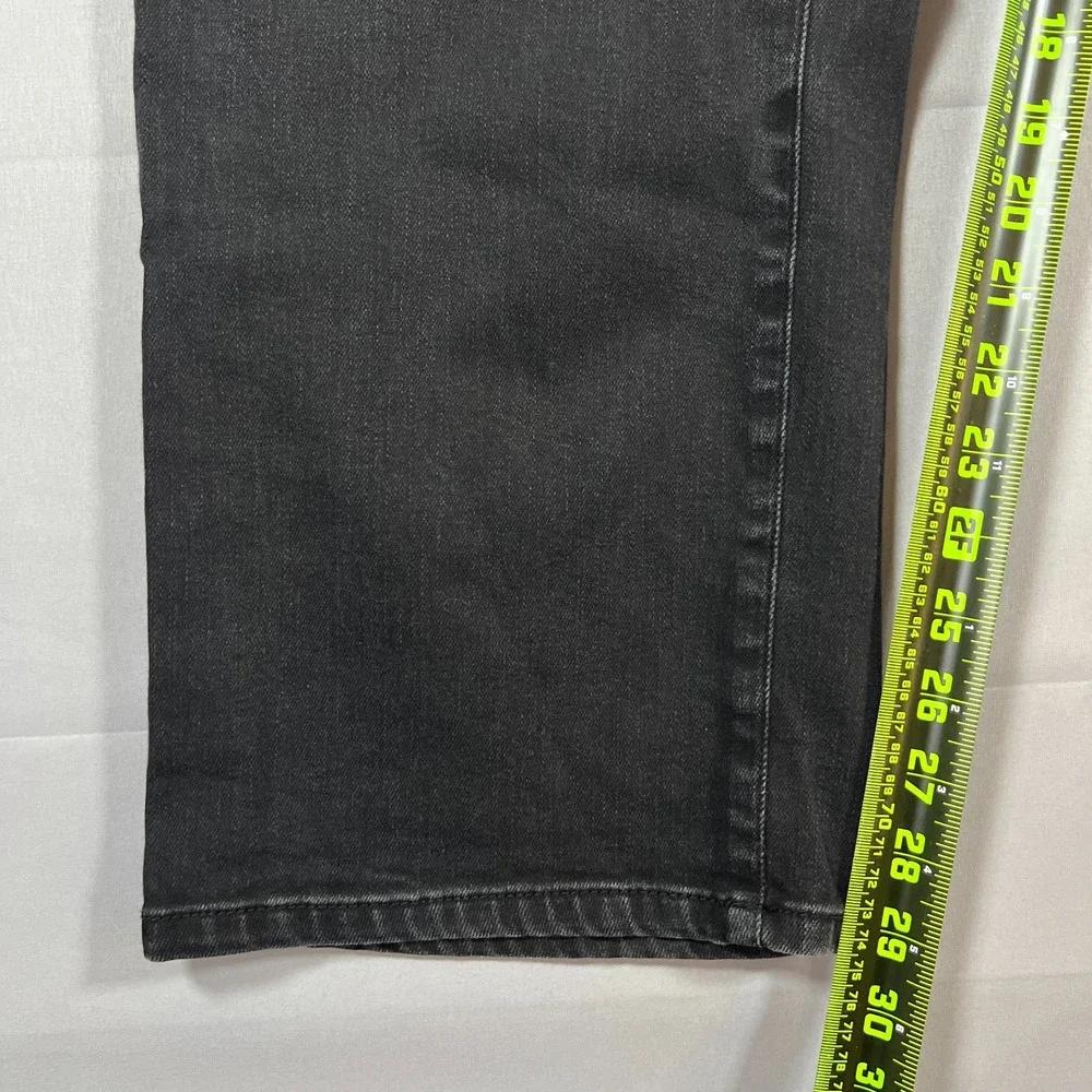 St John's Bay Jeans Womens 24W Black Denim Cotton Stretch High Rise Straight Leg